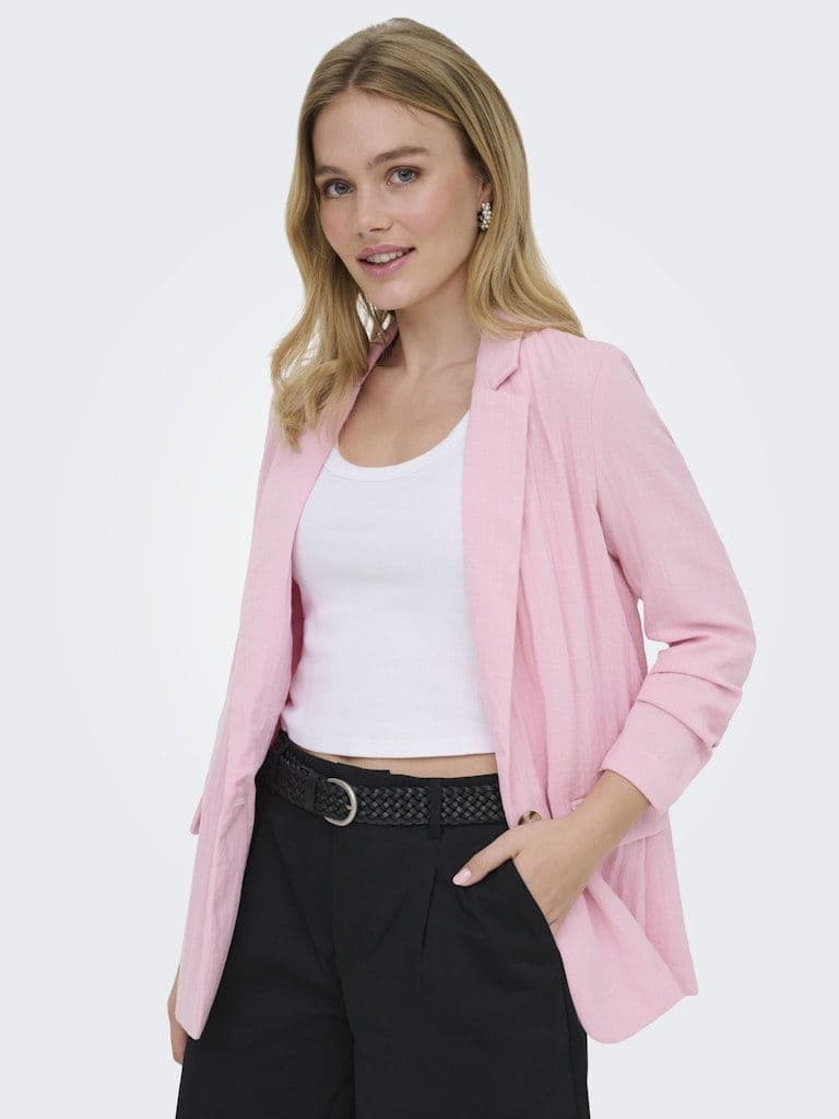 ONLY Ita 3/4 Linen Look Blazer | Rose