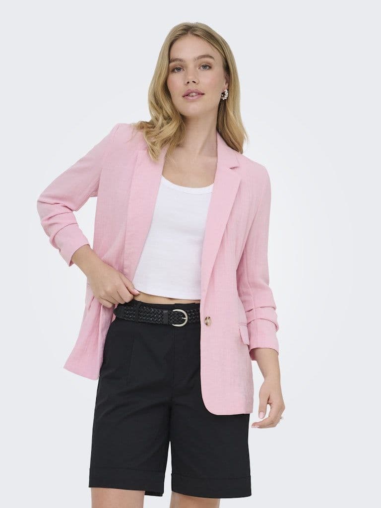 ONLY Ita 3/4 Linen Look Blazer | Rose