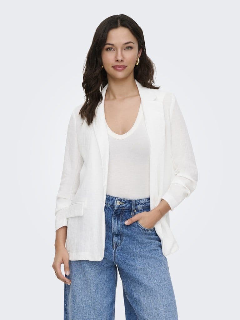 ONLY Ita 3/4 Linen Look Blazer | White