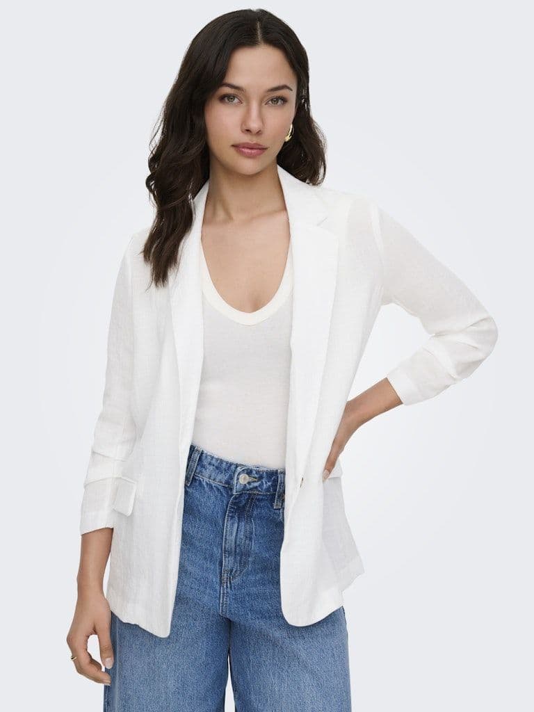ONLY Ita 3/4 Linen Look Blazer | White
