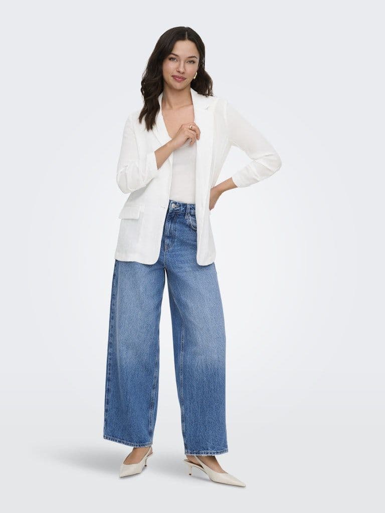 ONLY Ita 3/4 Linen Look Blazer | White