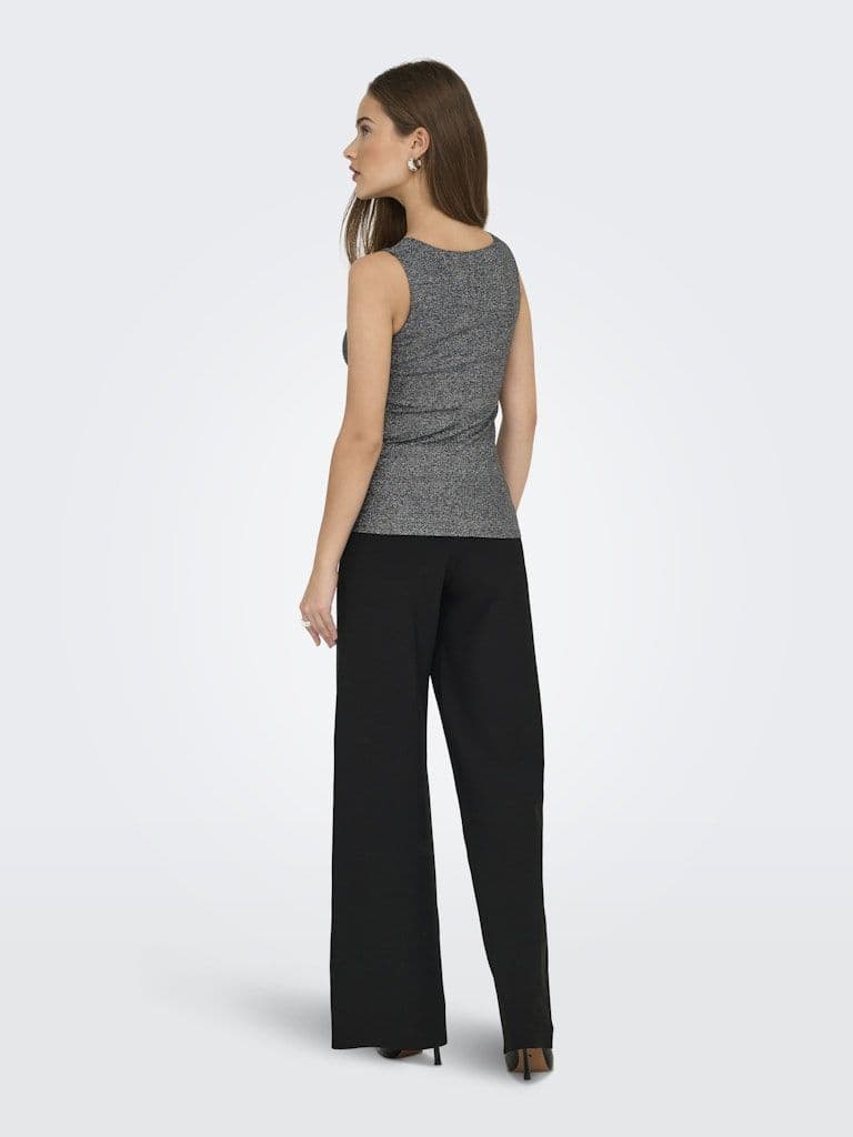 ONLY Lea Glitter S/L 2-Ways Top | Black /silver