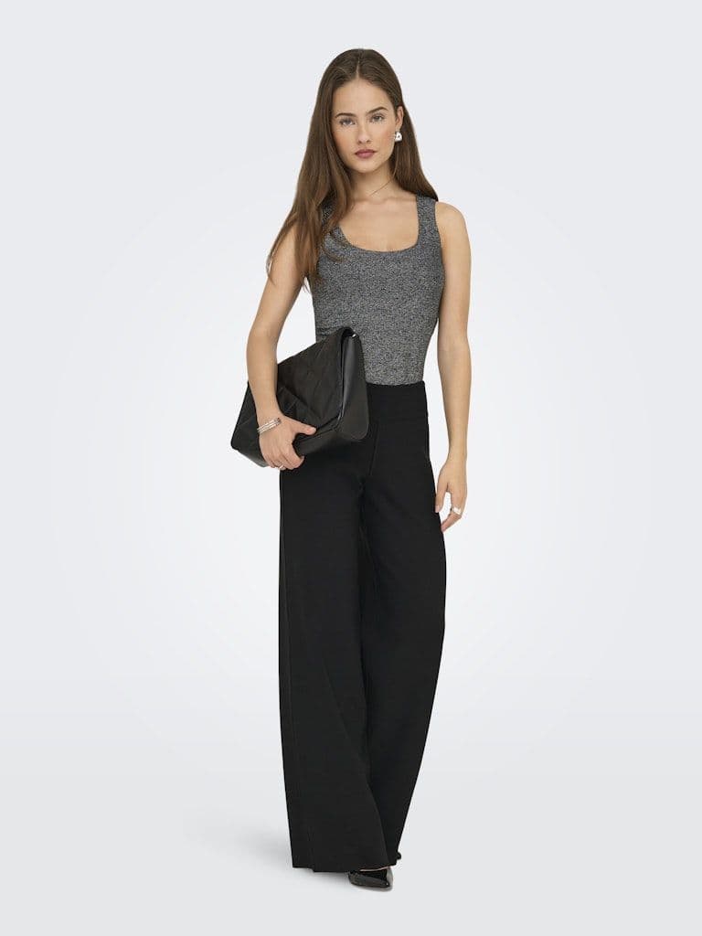 ONLY Lea Glitter S/L 2-Ways Top | Black /silver
