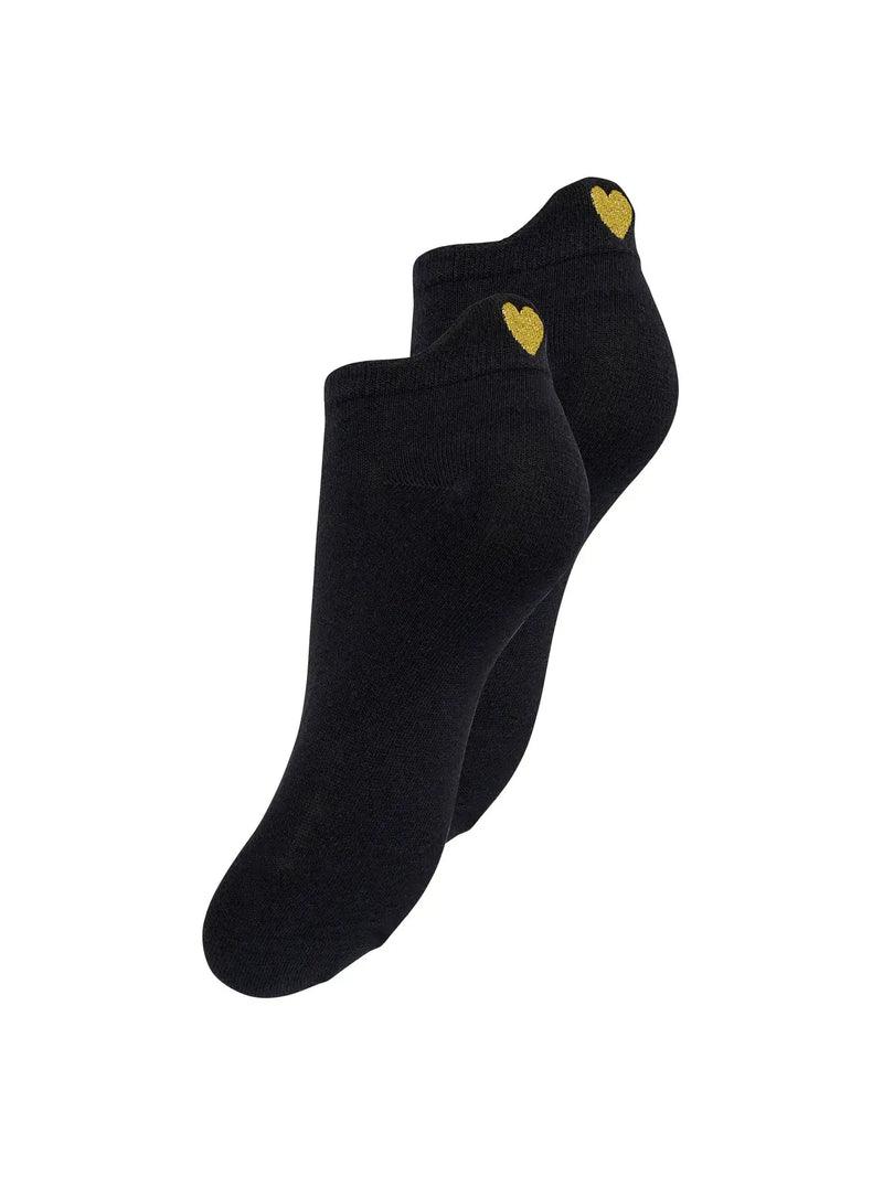 ONLY Lea Heart Tennis Sock 2 Pack | Black