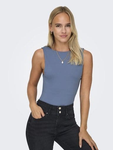 ONLY Lea S/L 2-Ways Fit Top | Indigo