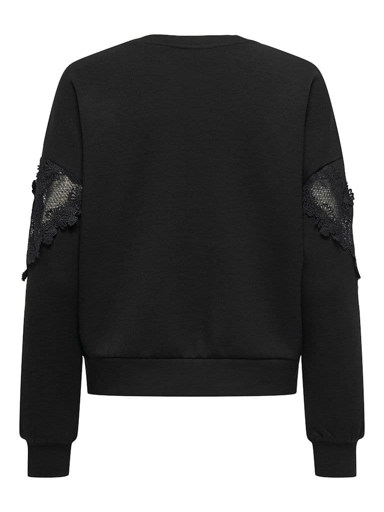 ONLY Lemo L/S O-Neck Lace Sweat | Black