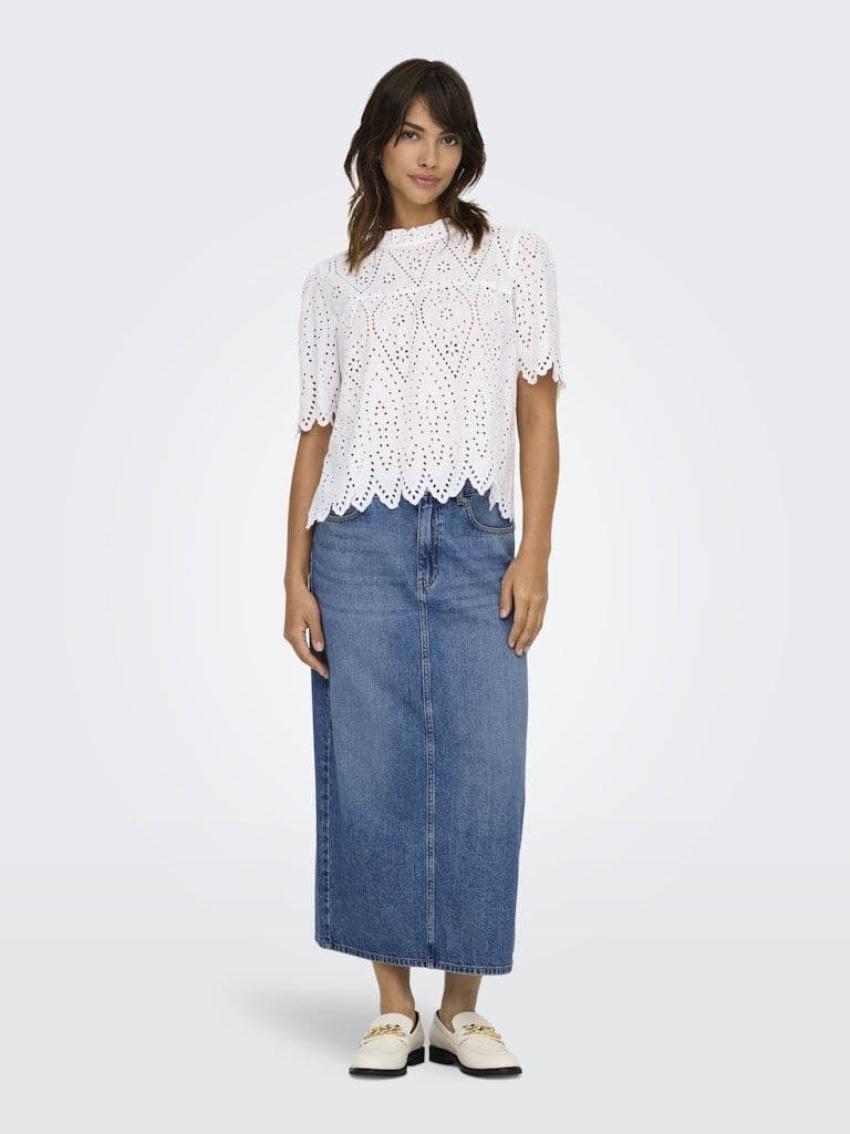 ONLY Lumi Midi Back Slit Skirt | Med Blue