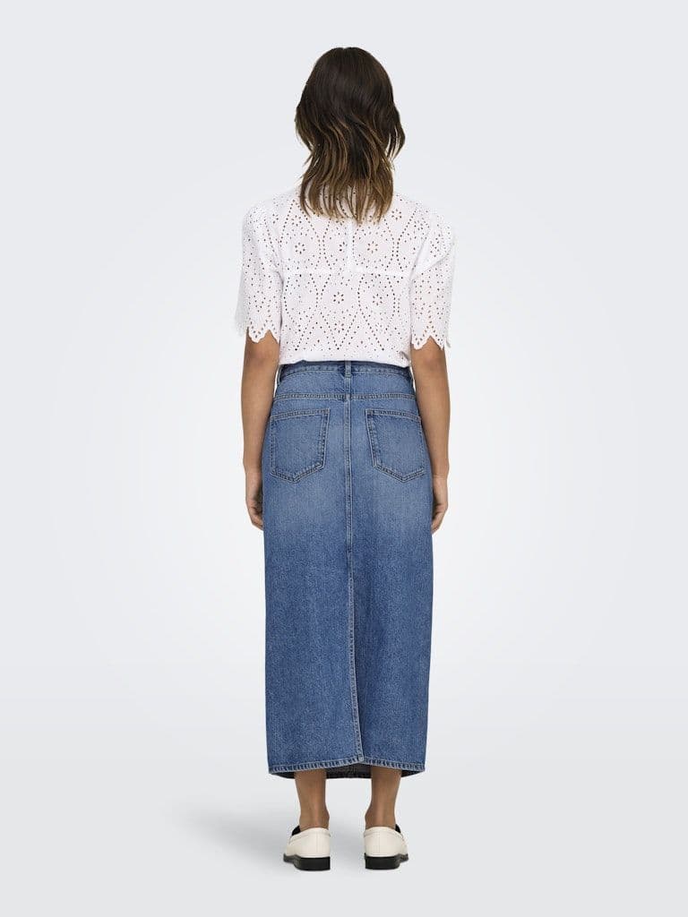 ONLY Lumi Midi Back Slit Skirt | Med Blue