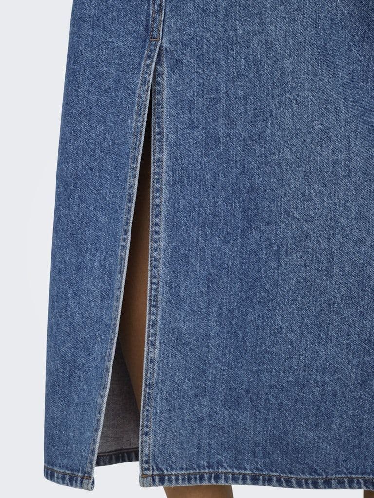 ONLY Lumi Midi Back Slit Skirt | Med Blue