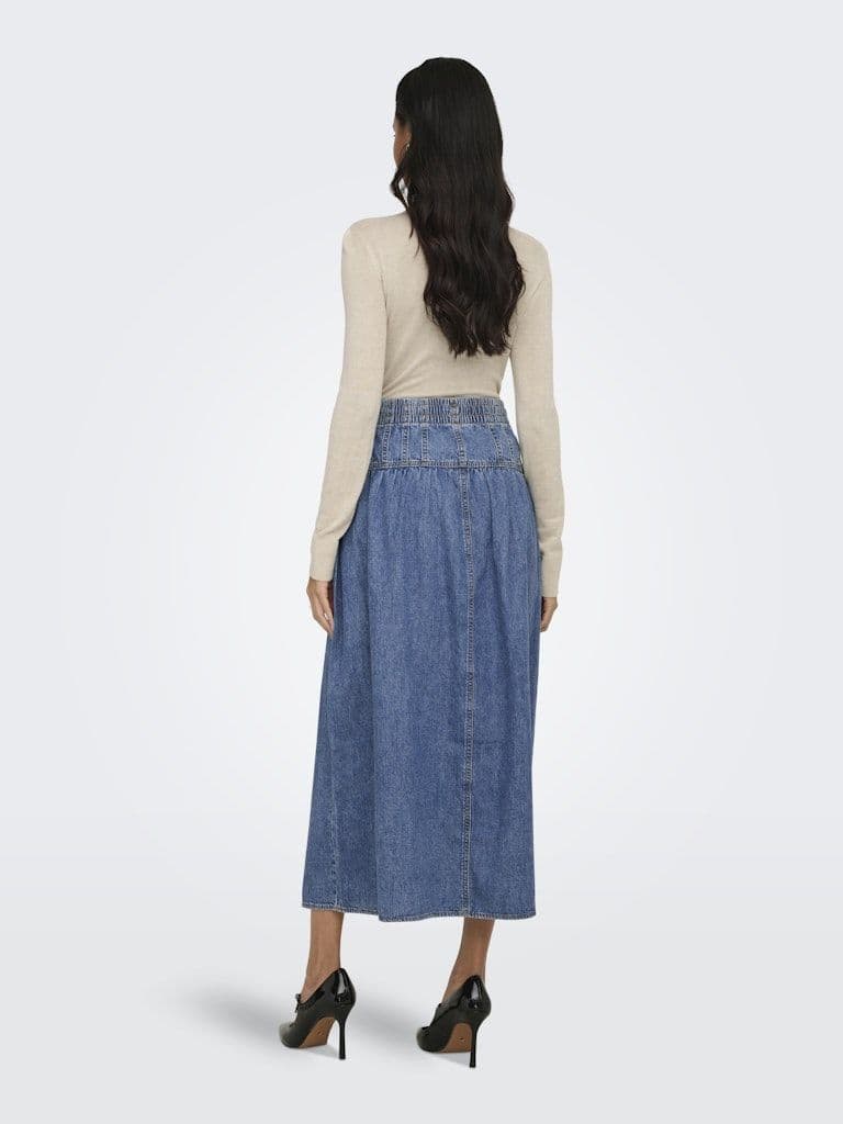 ONLY Lyra A-Line Denim Maxi Skirt | Med Blue