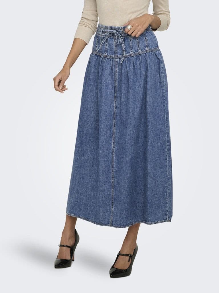 ONLY Lyra A-Line Denim Maxi Skirt | Med Blue
