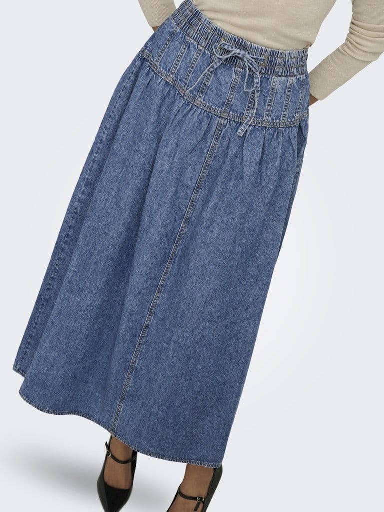 ONLY Lyra A-Line Denim Maxi Skirt | Med Blue