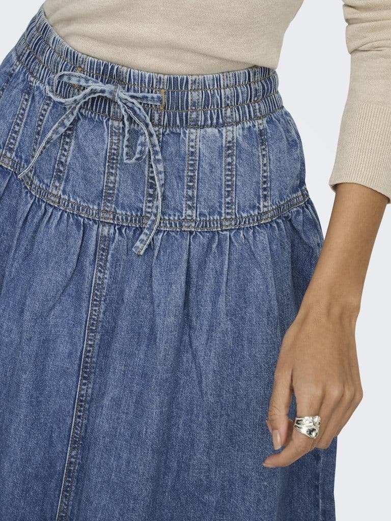 ONLY Lyra A-Line Denim Maxi Skirt | Med Blue