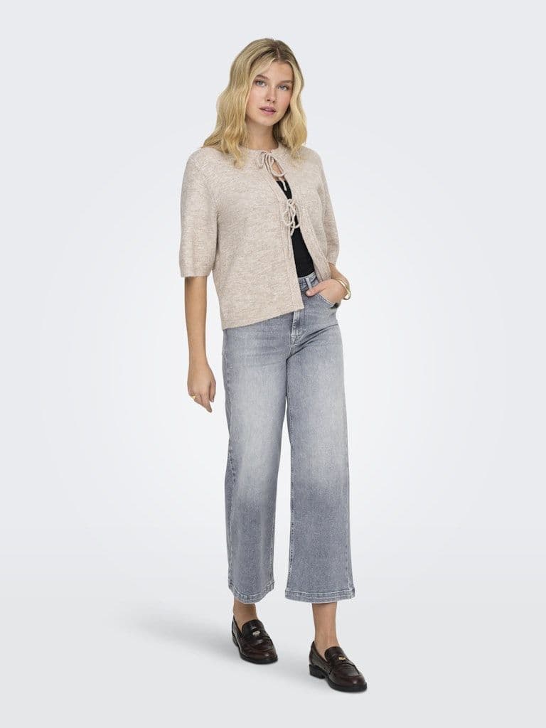 ONLY  Madison Blush High-Waist Cropped wide-Leg pants| Grey