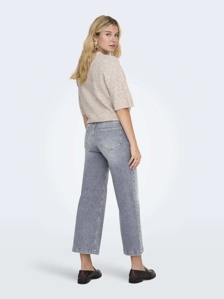 ONLY  Madison Blush High-Waist Cropped wide-Leg pants| Grey