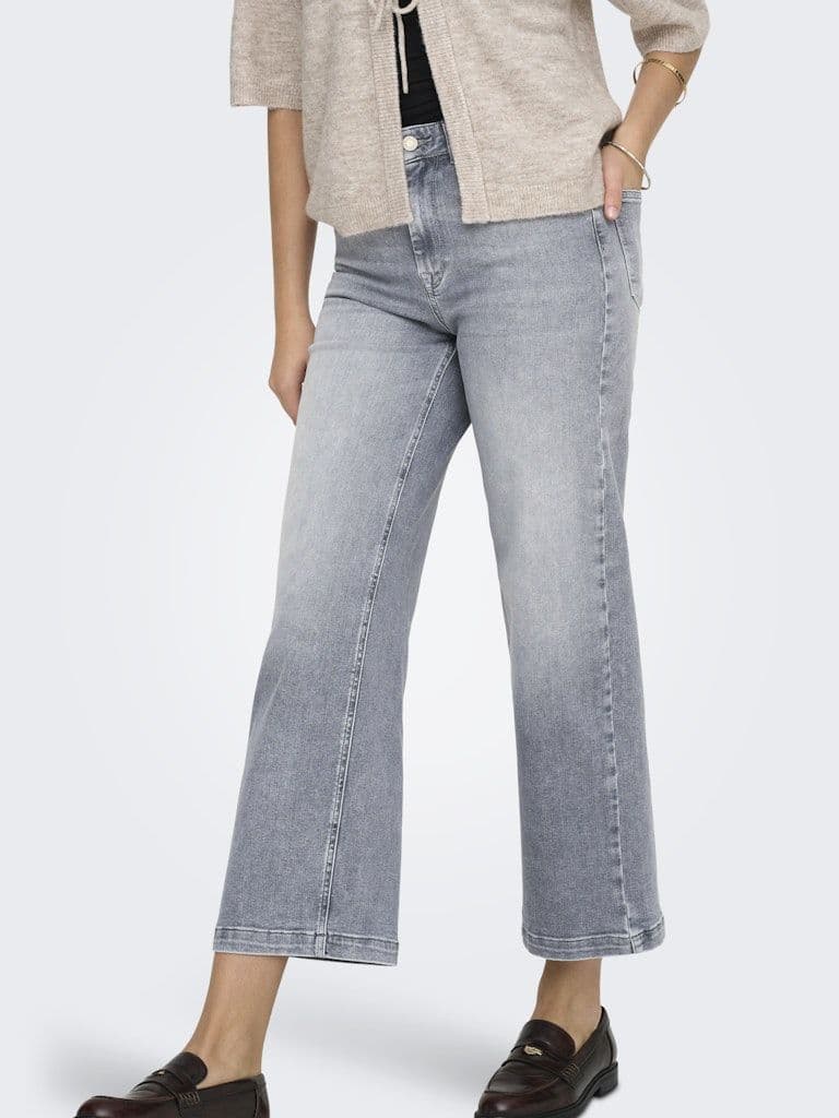ONLY  Madison Blush High-Waist Cropped wide-Leg pants| Grey