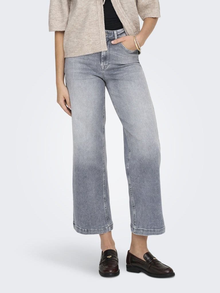 ONLY  Madison Blush High-Waist Cropped wide-Leg pants| Grey