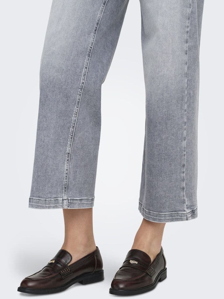 ONLY  Madison Blush High-Waist Cropped wide-Leg pants| Grey