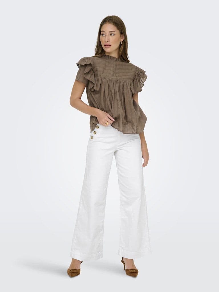 ONLY  Madison HW Button Wide Denim | White