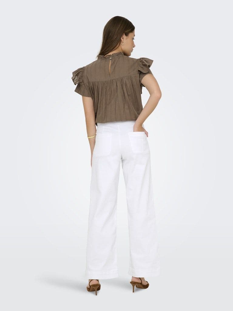 ONLY  Madison HW Button Wide Denim | White
