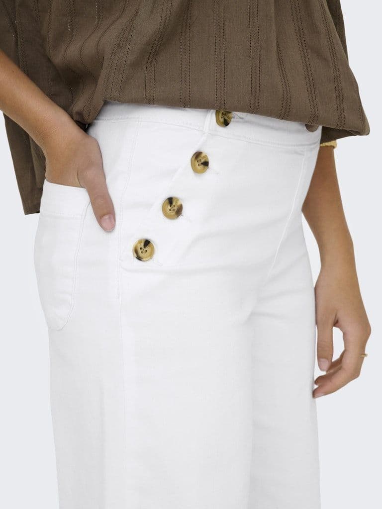 ONLY  Madison HW Button Wide Denim | White