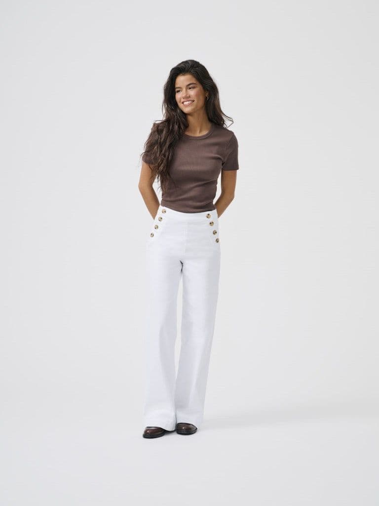ONLY  Madison HW Button Wide Denim | White