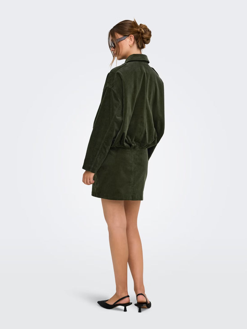 ONLY Moon-Flora L/S Cord Bomber Jacket | Green Rosin