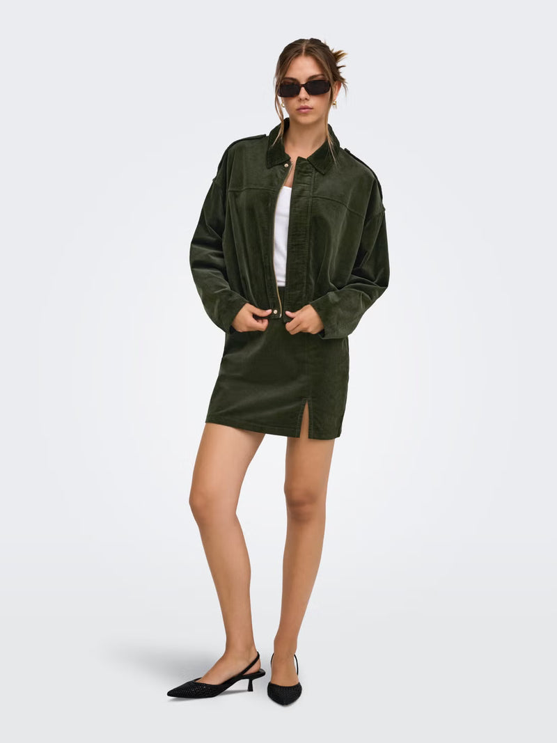 ONLY Moon-Flora L/S Cord Bomber Jacket | Green Rosin
