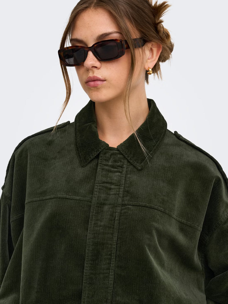 ONLY Moon-Flora L/S Cord Bomber Jacket | Green Rosin