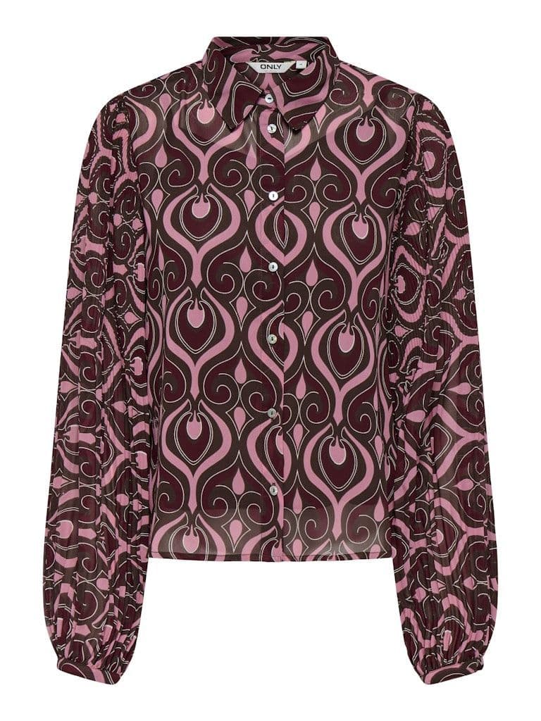 ONLY  Star Life L/S Plisse Shirt | Wine