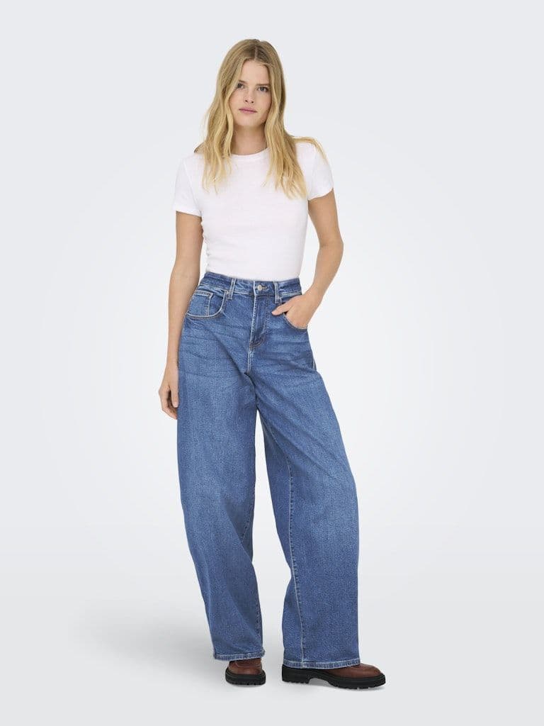 ONLY Tamy HW Barrel Denim | Med Blue