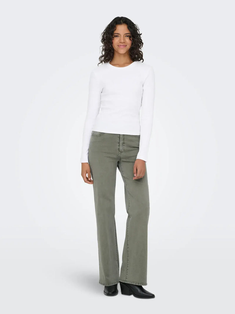 ONLY Val LS O-Neck Top | White