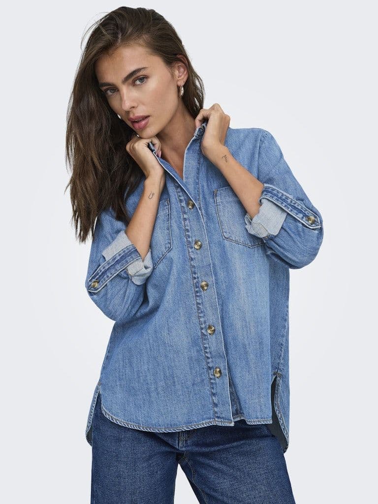 ONLY Yasmin L/S Denim Shirt | Med Blue