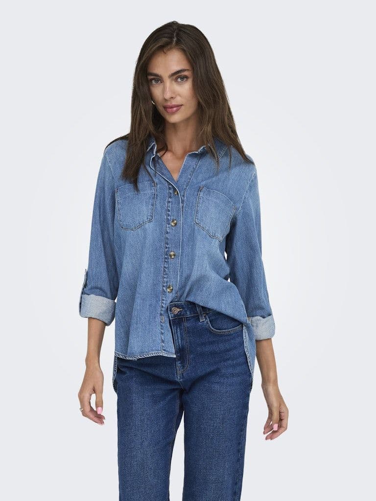 ONLY Yasmin L/S Denim Shirt | Med Blue