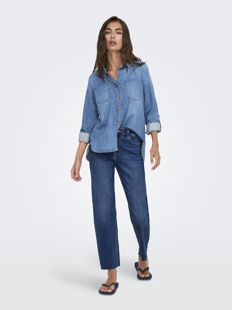 ONLY Yasmin L/S Denim Shirt | Med Blue