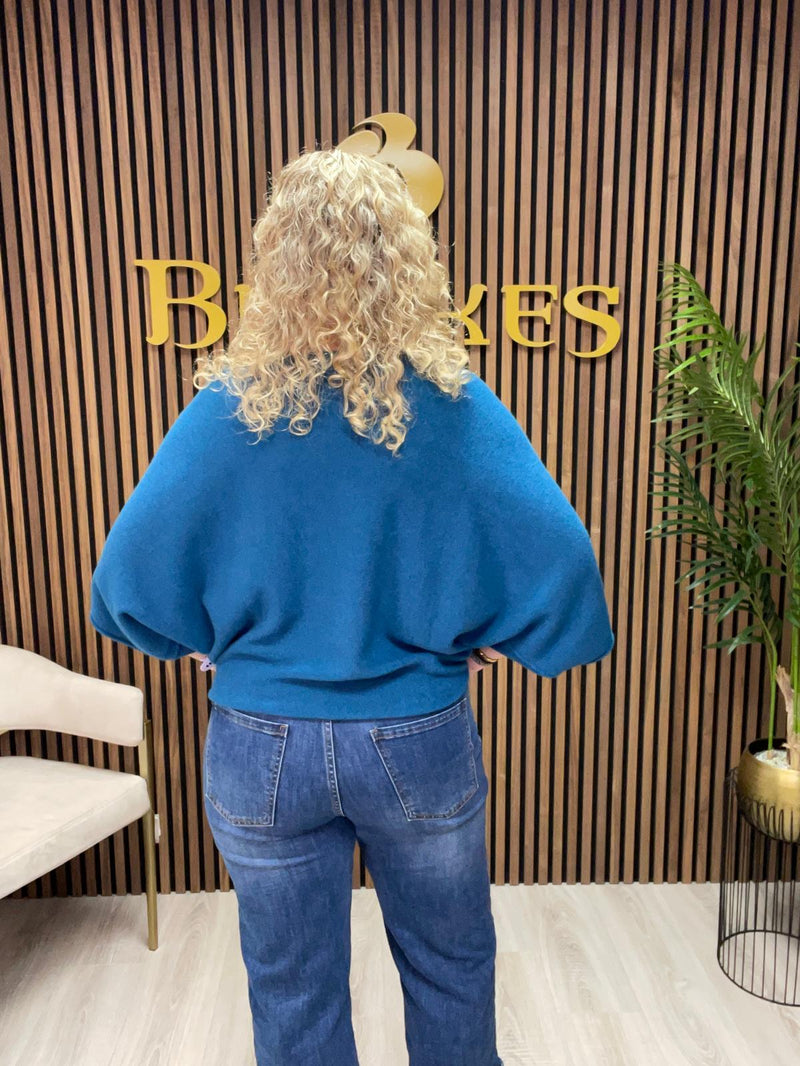 D.E.C.K by DECOLLAGE Batwing knit Jumper | Teal 57702
