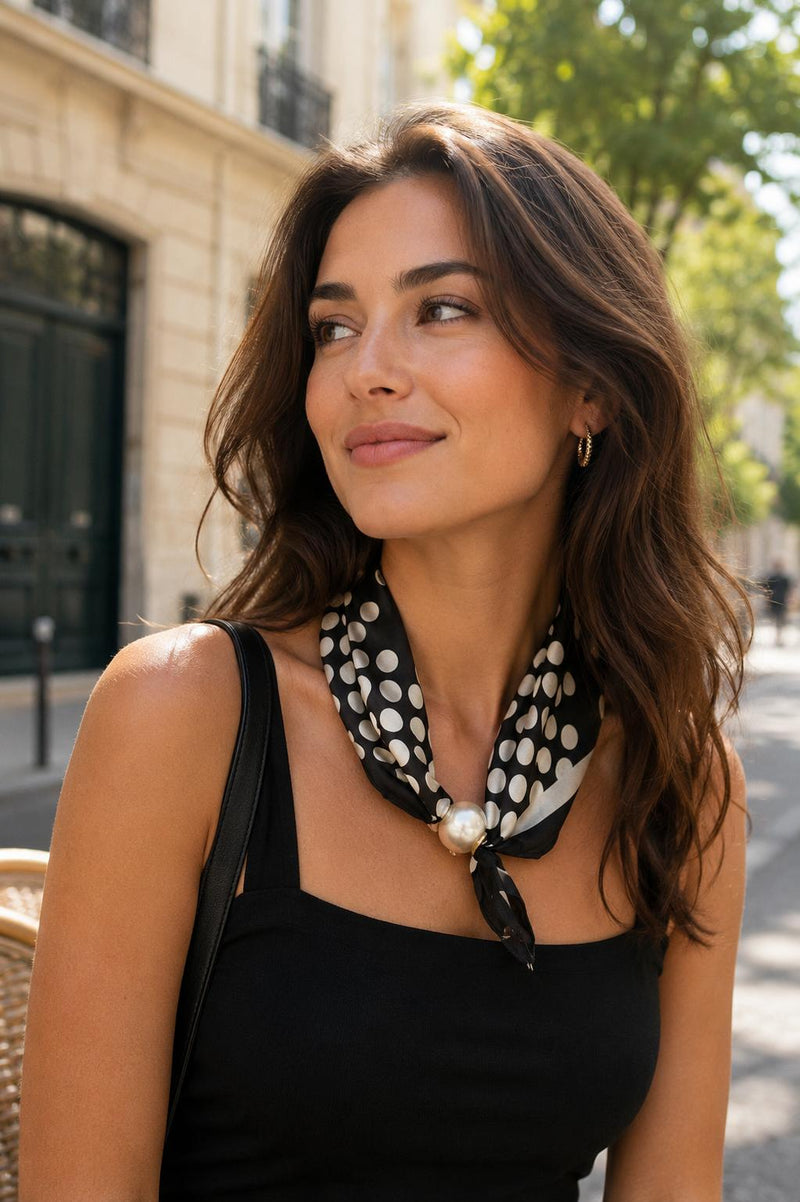 Best Angel Magnetic Pearl Neck Scarf | Black