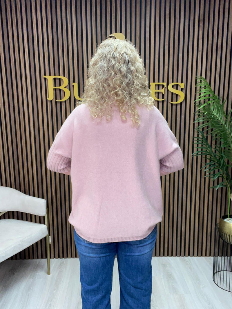D.E.C.K by DECOLLAGE – Roll Neck Knit in Rose