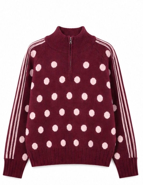 JS Millenium Rose 1/4 Zip Knit | Wine 8731