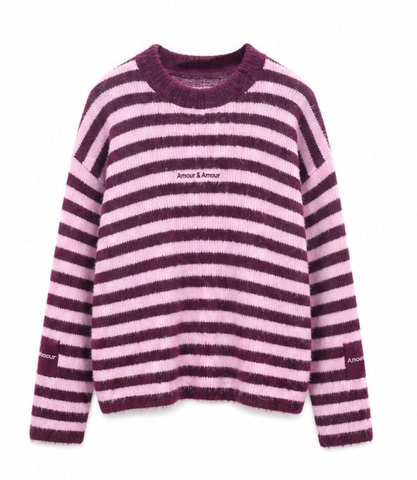 JS Millenium Amour Striped Jumper | Wine/Pink 8631