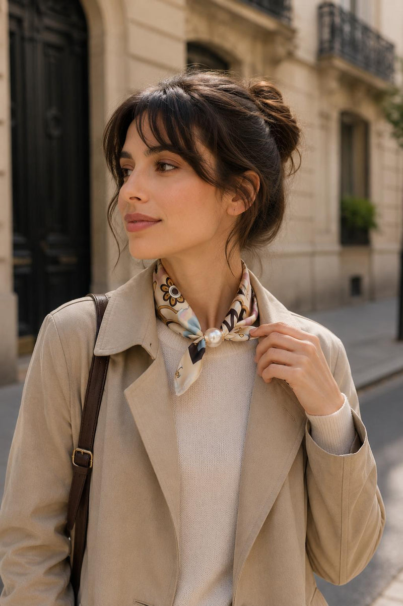 Best Angel Magnetic Pearl Neck Scarf | Beige