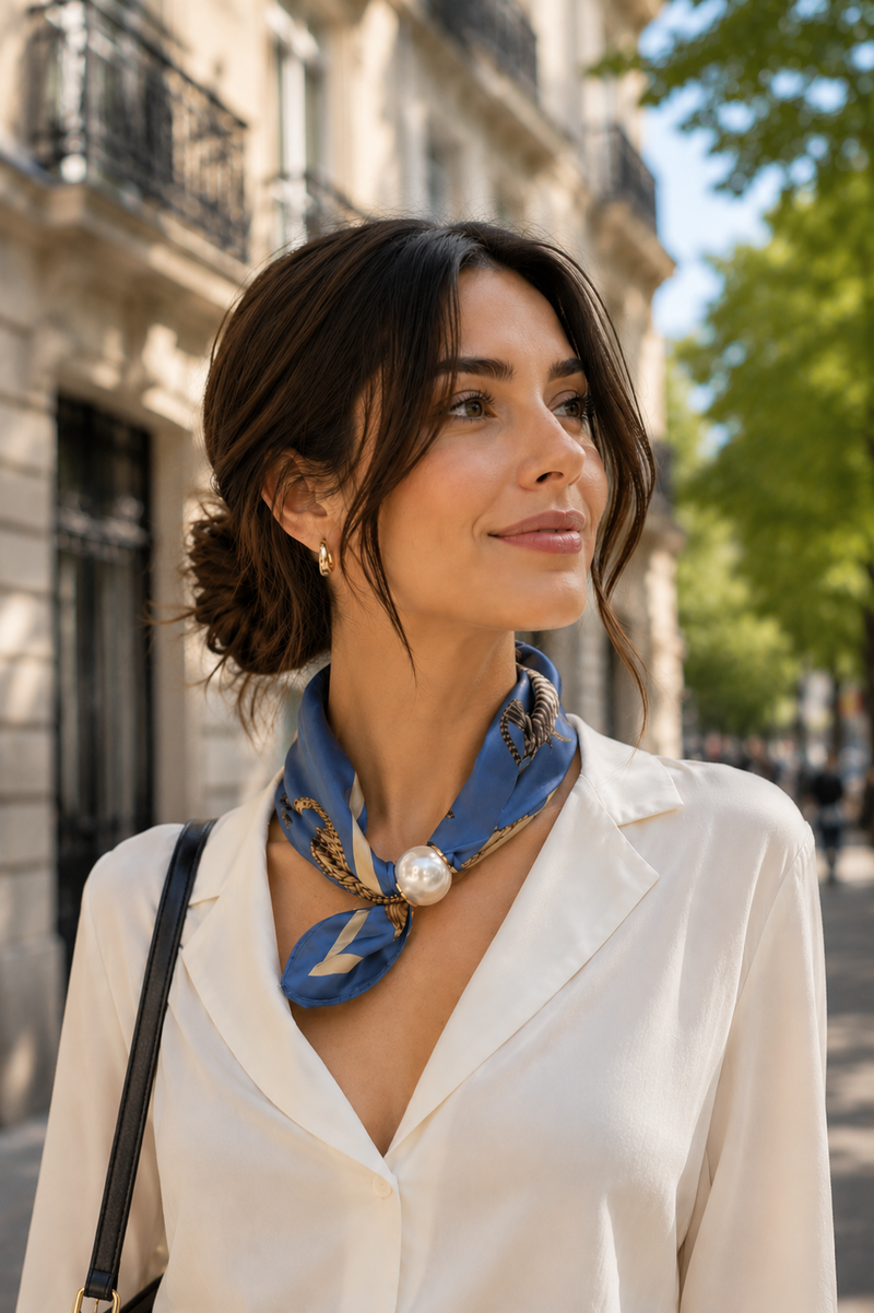 Best Angel Magnetic Pearl Neck Scarf | Cyan