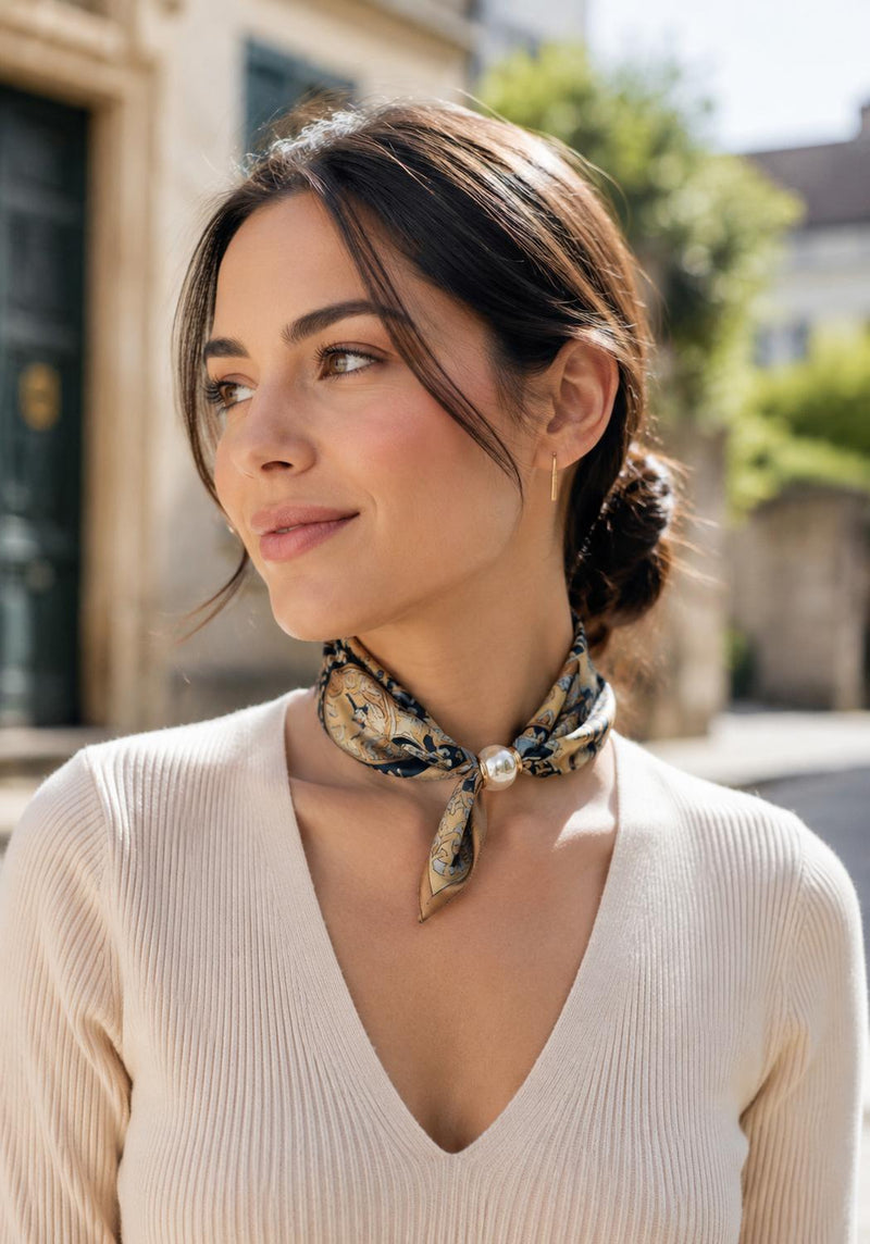 Best Angel Magnetic Pearl Neck Scarf | Beige