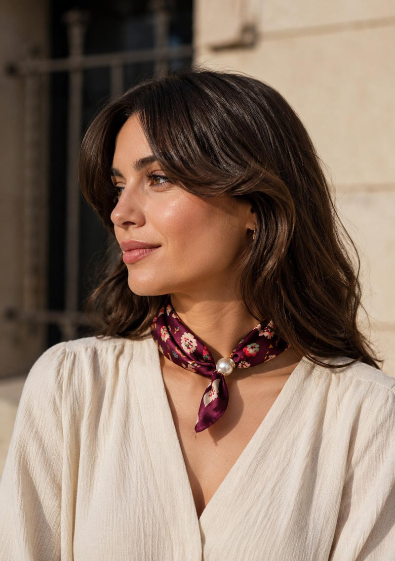 Best Angel Magnetic Pearl Neck Scarf | Burgundy