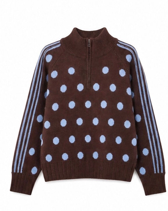 JS Millenium Rose 1/4 Zip Knit | Chocolate/Blue 8731