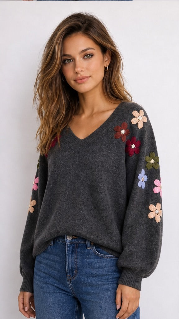 JS Millenium Hattie V Neck Jumper | Grey 8589