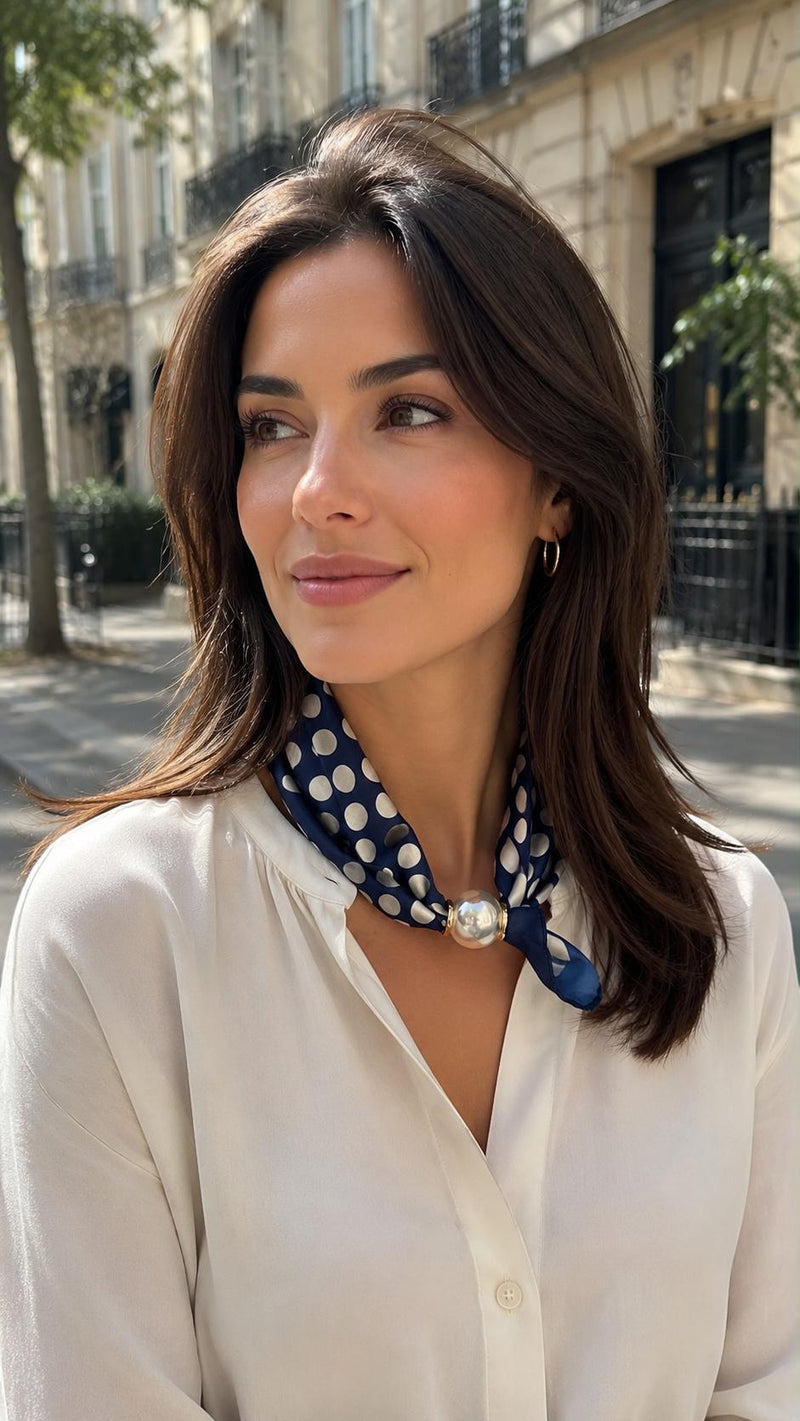 Best Angel Magnetic Pearl Neck Scarf | Navy