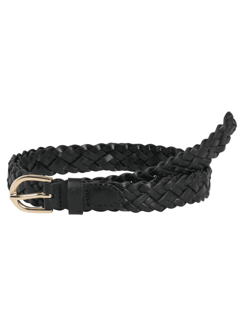 Pieces Buna Braided Lather Waist Belt Black