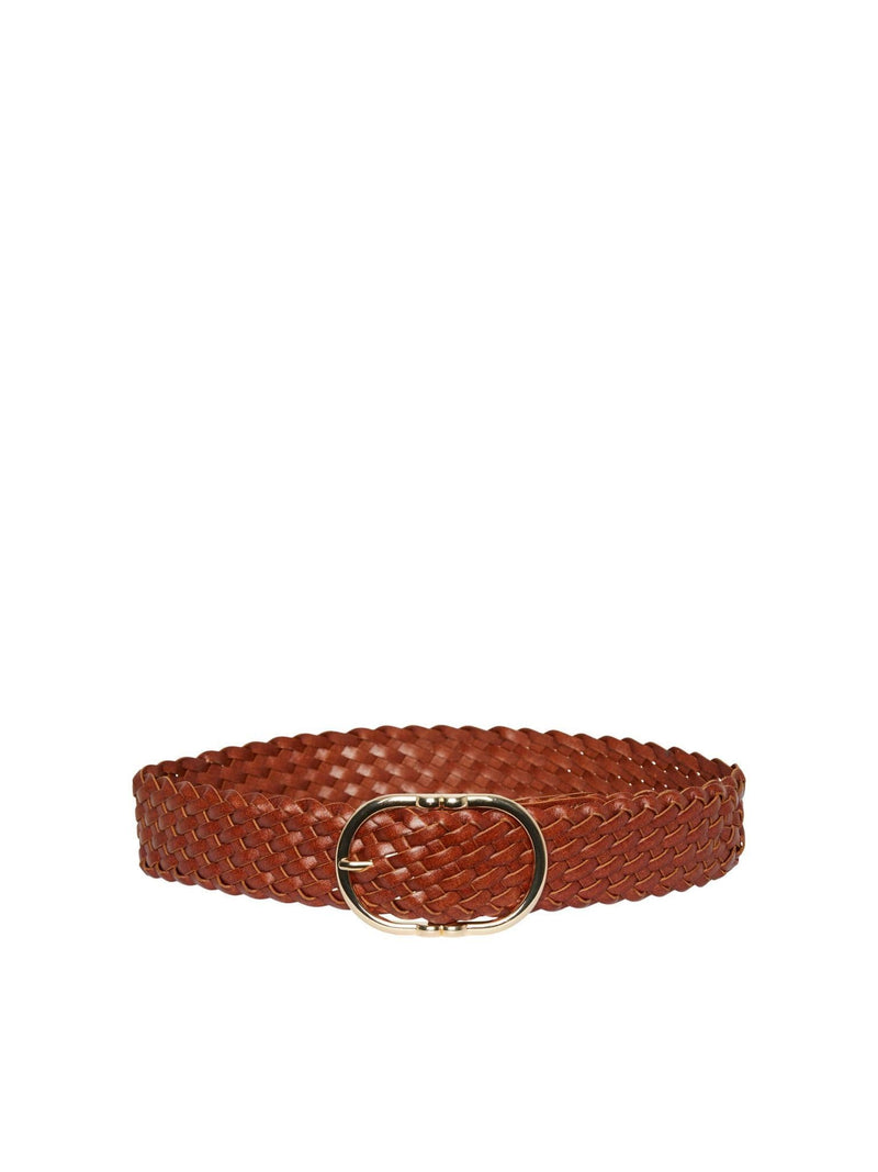 Pieces Buna Braided Lather Waist Belt Cognac