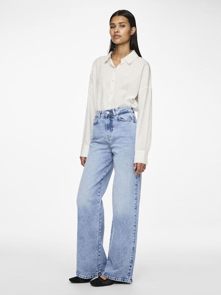 Pieces Selma HW Wide Jeans Wide Jeans | Light Blue